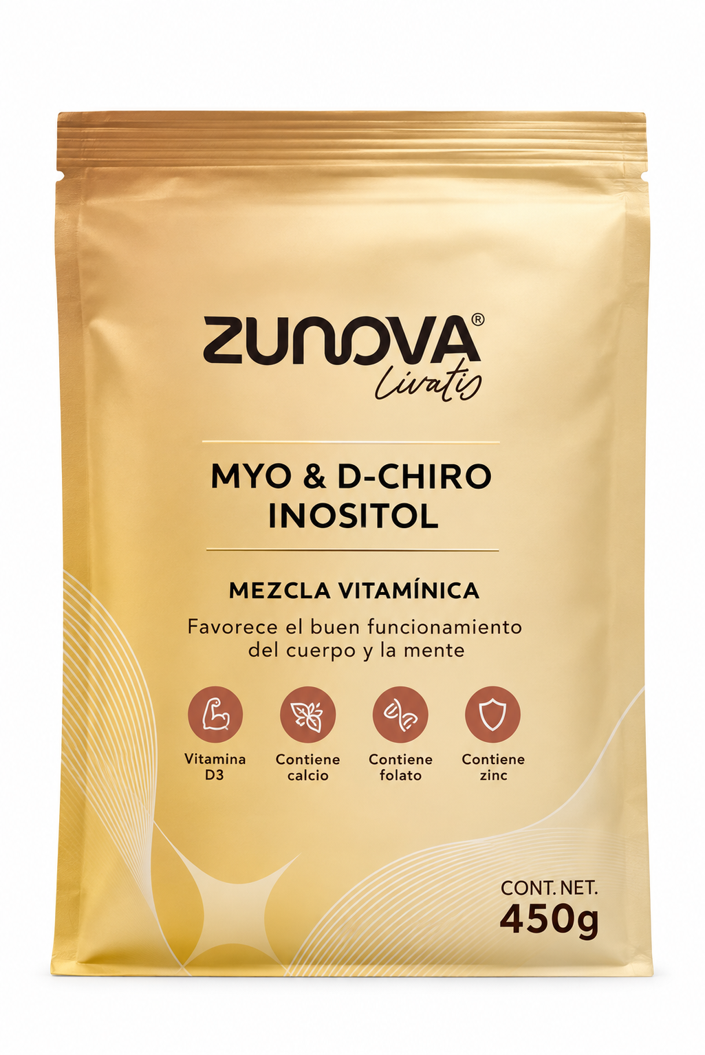 Myo & D-Chiro Inositol 40:1 450g | 90 Porciones · Zunova