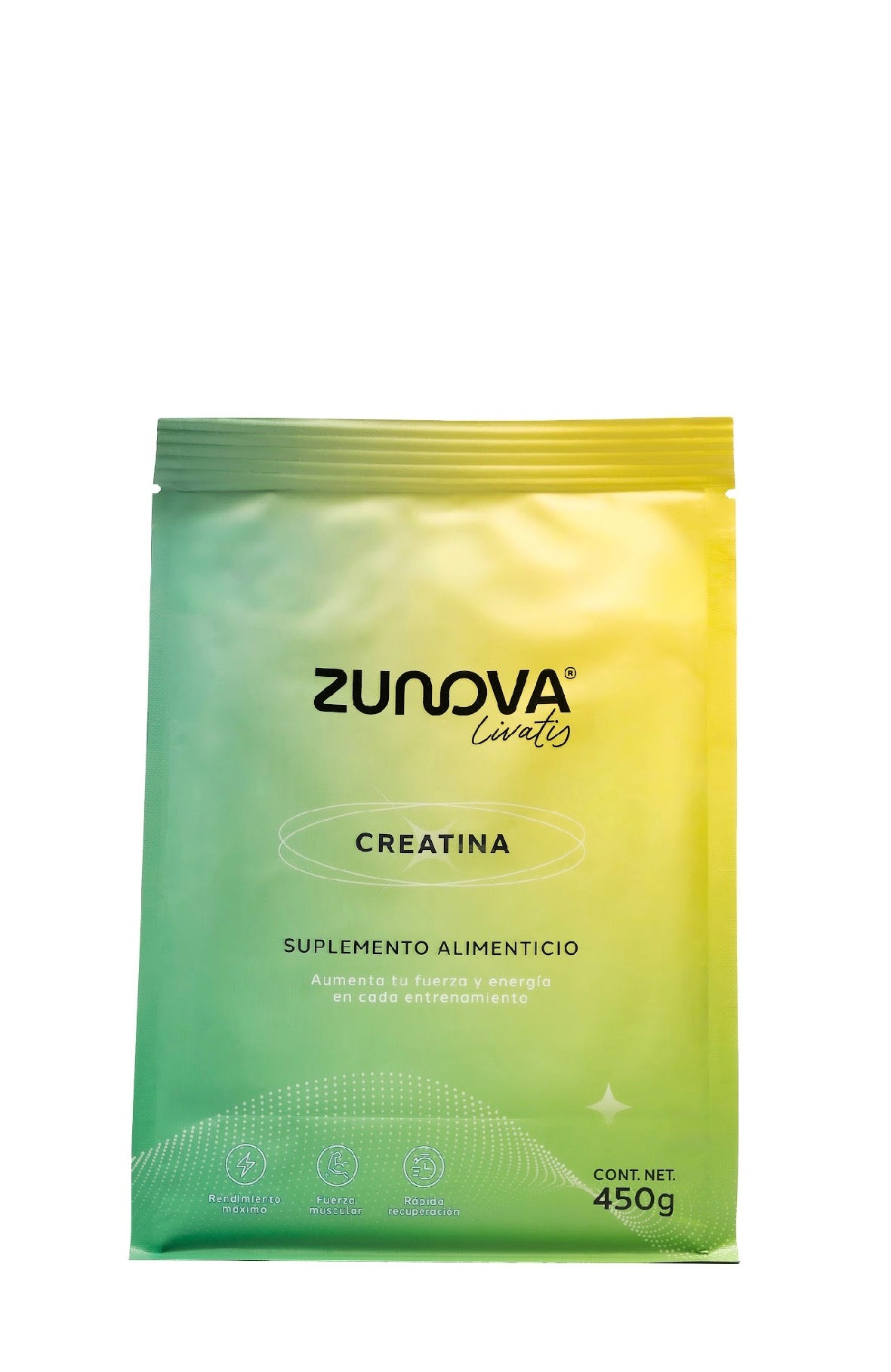 Creatina Monohidratada Micronizada 450g | 90 Porciones · Zunova
