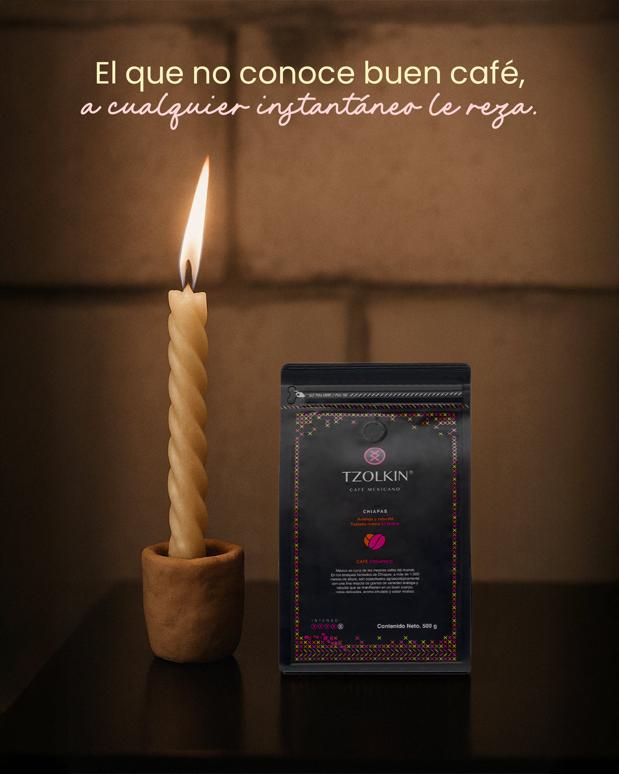 Tzolkin Café Orgánico en Grano Blend Arábiga y Robusta 500 gramos