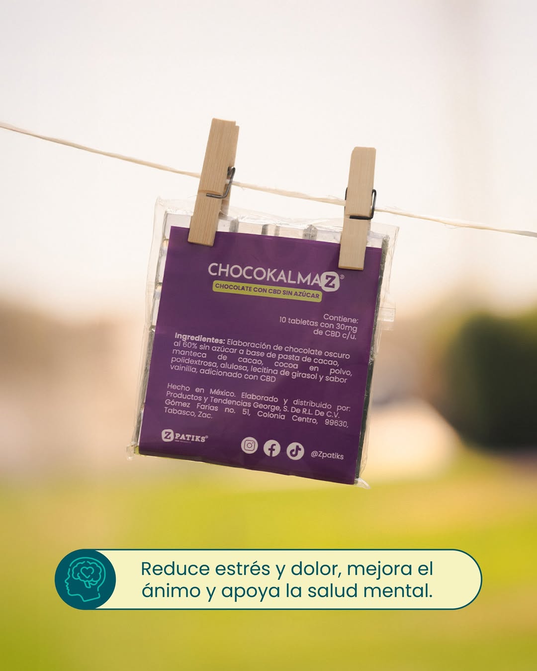 Zpatiks ChocoKalmaz 10 Tabletas de Chocolate Sin Azúcar